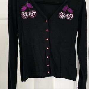 ​🍒 Sourpuss Leopard Print Cherry Cardigan - Size M 🍒
